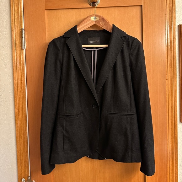 Banana Republic Women’s Long and Lean Blazer Single Button Black Size 8 - Picture 1 of 5